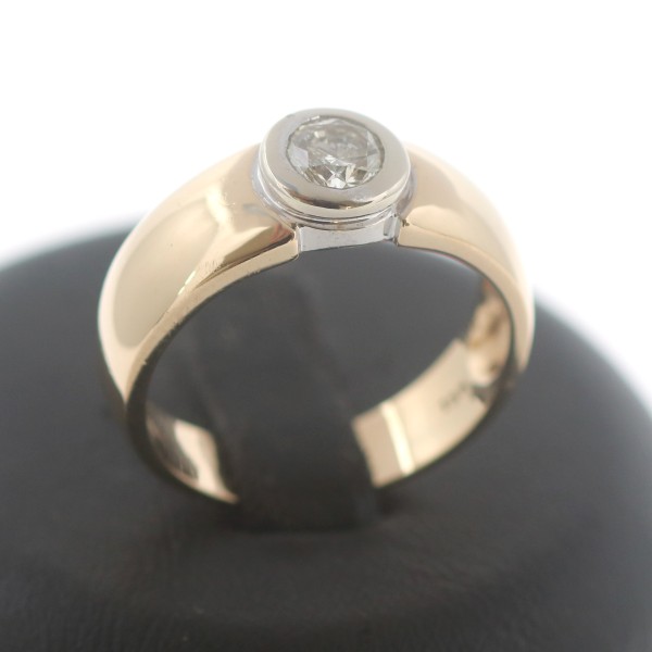 0,55 Ct Solitär Brillant Ring 585 Gold 14 Kt Gold Bicolor Diamant Wert 2200,-