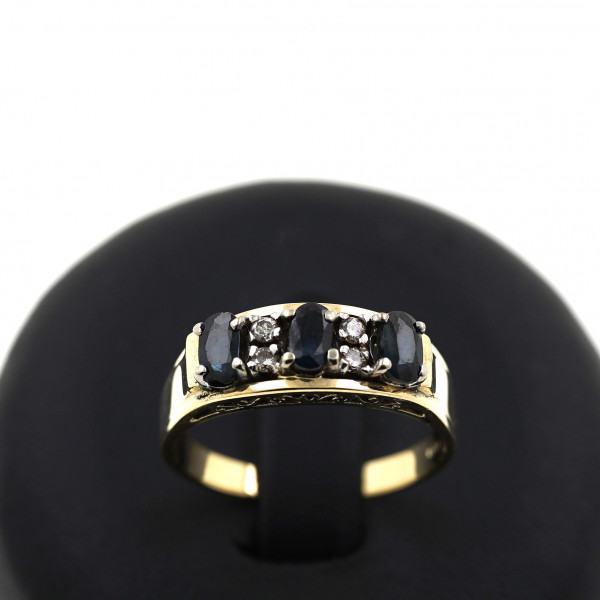 Brillant Ring 585 Gold Diamant 0,10 CT 14 Kt Gelbgold Saphir Wert 680,-