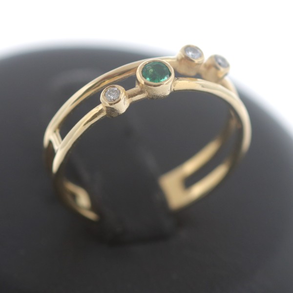 Ring 750 Gelbgold Smaragd 18 Kt Gold Diamant Wert 590,-