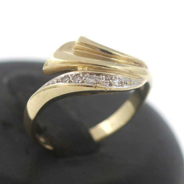 Bicolor Diamant Gold Ring 585 14 Kt 0,10 Ct Weißgold Gelbgold Wert 680,-