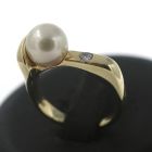 Brillant Perle Ring 585 Gold 14 Kt Gelbgold Diamant Wert 1100,-