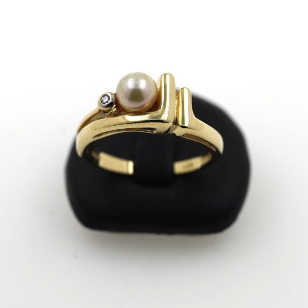 Diamant Perlen Ring 585 Gold 14 Kt Gelbgold Wert 520,-