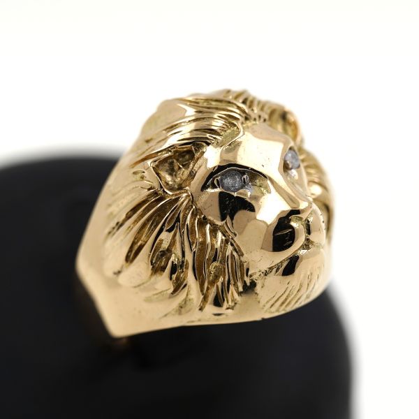 Löwenkopf Herren Ring 750 Gold 18 Kt Gelbgold Rubin Löwe Raubtier Wert 2500,-