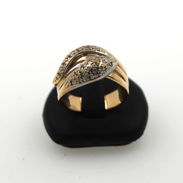 Diamant 0,10 Ct Schlangen Ring 585 Gold 14 Kt Bicolor Wert 800,-