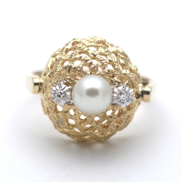Vintage Diamant Ring 750 Gold 18 Kt Bicolor Gelb- und Weißgold Wert 890,-