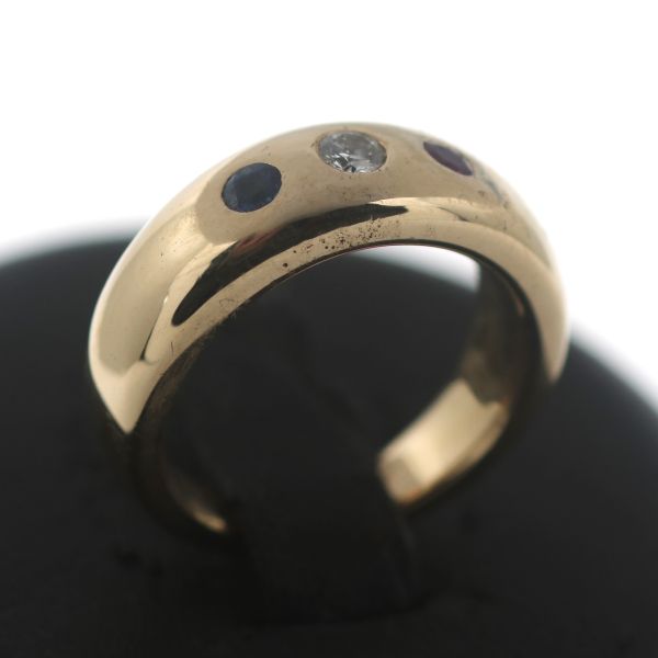 Brillant Gold Ring 750 18 Kt Rubin Saphir Gelbgold 0,10 Ct Diamant Wert 2100,-