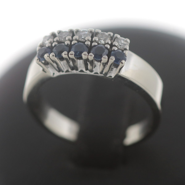 Brillant Saphir Ring 585 Gold 14 Kt Weißgold Diamant 0,15 Ct Wert 1100,-