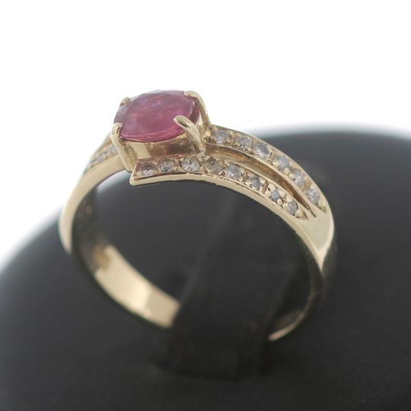 Rubin Brillant Gold Ring 585 14 Kt 0,23 Ct Diamant Gelbgold Wert 740,-