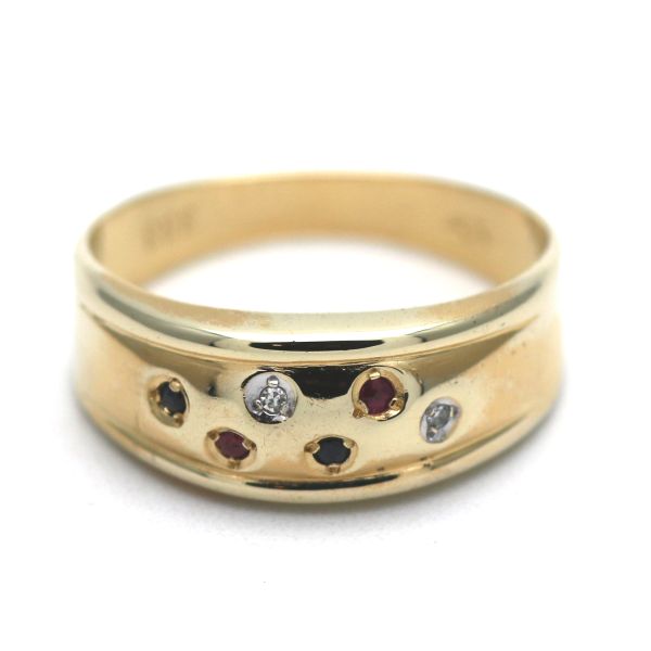Diamant Rubin Saphir Ring 333 Gold 8 Karat Gelbgold Wert 199,-