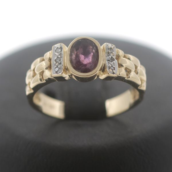 Diamant Amethyst Ring 585 Gold 14 Kt Bicolor 0,03 Ct Wert 480,-