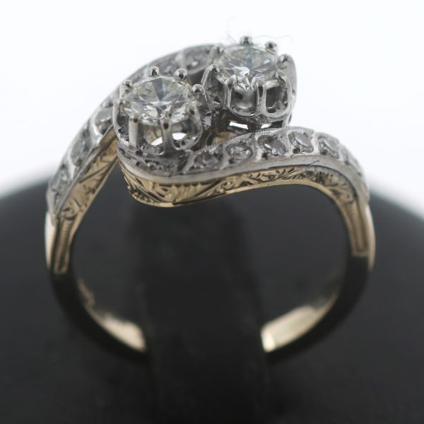 Art Deco Ring Platin Gold Diamant 1,0 Ct 585 14 Kt Gelbgold