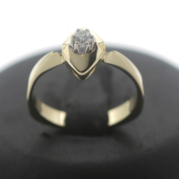 Solitär Brillant Gold Ring 585 14 Kt Gelbgold 0,15 Ct Diamant Damen Wert 800,-