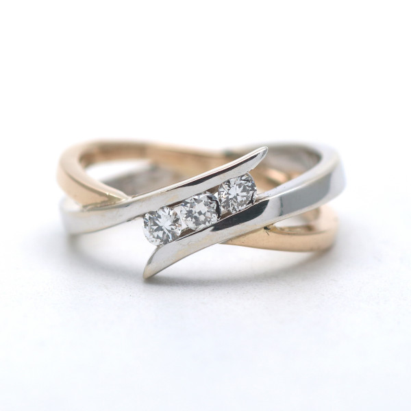 Brillant Ring 750 Gold Diamant 18 Kt Bicolor 0,30 Ct Wert 1550,-