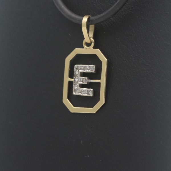 Diamant Buchstaben "E" Anhänger 750 Gold 18 Kt Gelb-Weißgold Wert 260,-