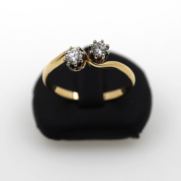 Toi et moi Diamant Gold Ring 585 14 Kt 0,40 Ct Brillant Gelbgold Wert 1200,-