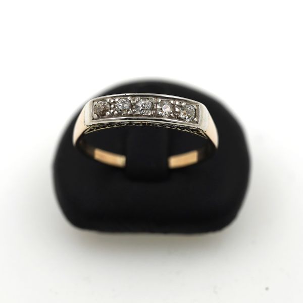 Diamant Art Deco Gold Ring 585 14 Kt 0,30 Ct Bicolor Antik Wert 900,-