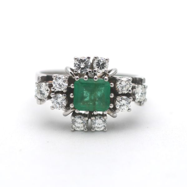 Brillant Smaragd Ring 585 Weißgold 1,0 Ct 14 Karat Diamant Gold Wert 2700,-