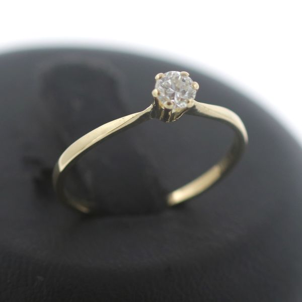 Diamant Solitär Ring 585 Gold Brillant 14 Kt Gelbgold 0,20 Ct Wert 520,-