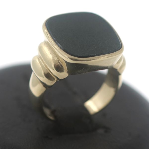 Onyx Siegel Gold Ring 585 14 Kt Gelbgold Kronen Goldring Edelstein Wert 820,-