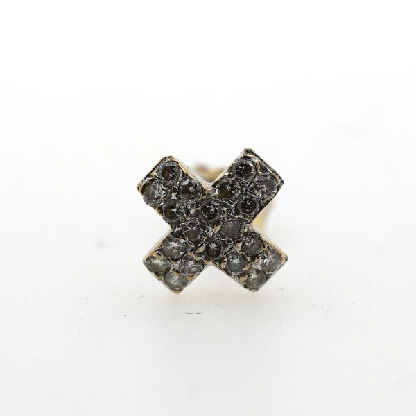 Single Diamant Kreuz Ohrstecker 585 Gold 14 Karat Brillant Ohrring Wert 900,-
