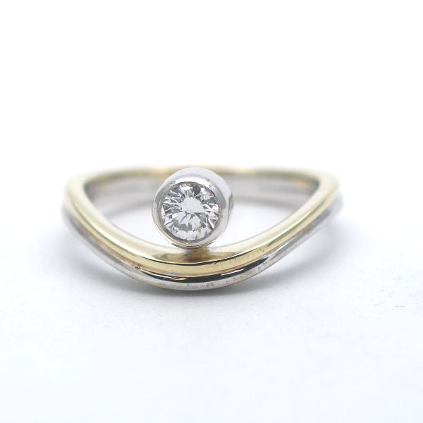Ring 585 Gold Brillant Diamant Weißgold Gelbgold 14 Kt Bicolor 0,35 Ct Wert 1450,-