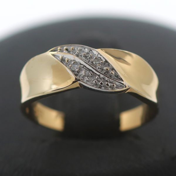 Bicolor Diamant Gold Ring 333 8 Kt Gelbgold Weißgold 0,04 Ct Damen Wert 450,-