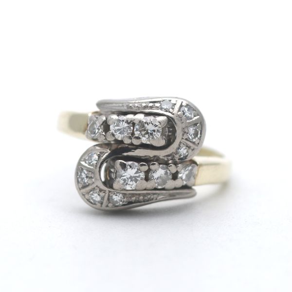 0,45 Ct Brillant Ring 585 Gold Diamant 14 Kt Bicolor Wert 1100,-