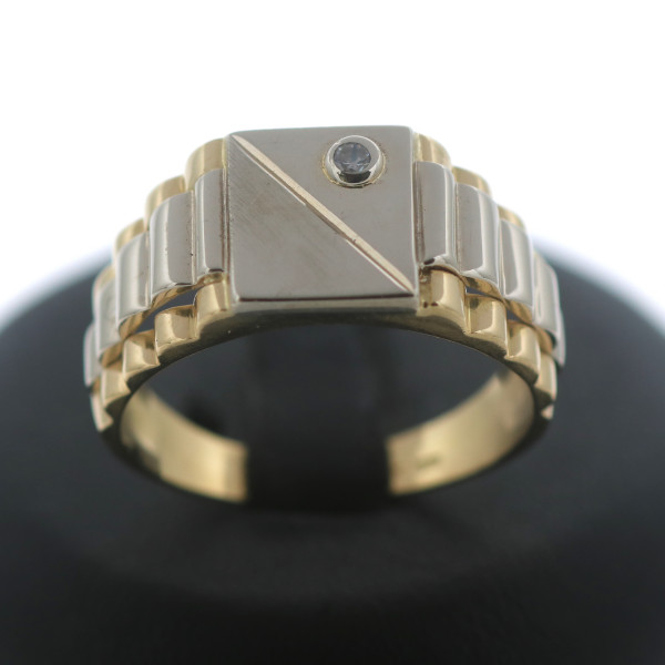 Zirkonia Ring 750 Gold 18 Kt Gelbgold Weißgold Herrenring Wert 1250,-
