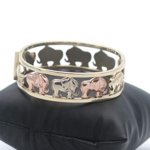 Armreif Elefant 375 Gelbgold 9 Kt Armband Tricolor Tierwelt Wert 2290,-
