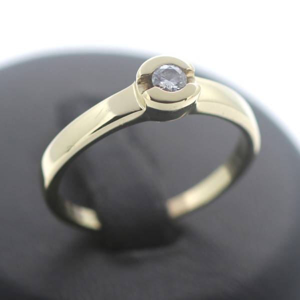 Solitär Diamant Ring 585 Gold 14 Kt Gelbgold 0,15 Ct VS/H Wert 790,-