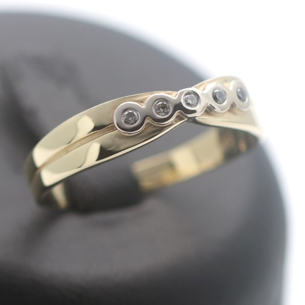 Diamant Ring 585 Gold 14 Kt Gelbgold 0,08 Ct Brillant Wert 590,-