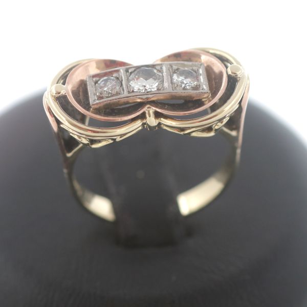 Antiker Diamant Ring 585 Gold 0,50 Ct Brillant 14 Kt Bicolor Wert 1500,-