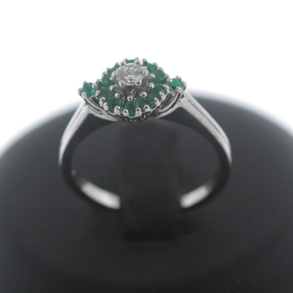 Diamant Smaragd Ring 585 Weißgold 0,15 Ct 14 Karat Gold Brillant Wert 730,-