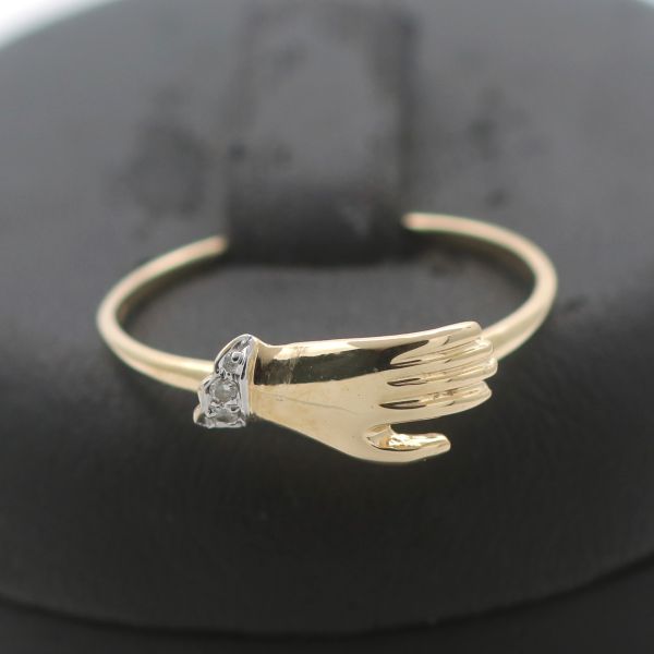 Diamant Hand Gold Ring 585 14 Kt Gelbgold Weißgold 0,02 Ct Damen Fein Wert 350,-