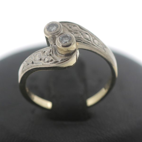 Antik Brillant Gold Ring 585 14 Kt 0,20 Ct Weißgold Jugendstil Damen Wert 950,-