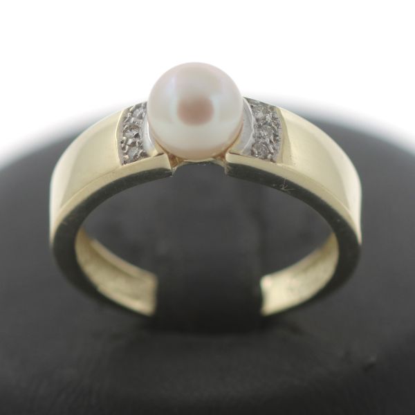 Diamant Perle Ring 585 Gold 14 Kt Gelbgold Goldring Damen Wert 790,-