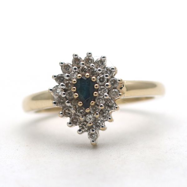 Ring 585 Gold 14 Karat Gelbgold Diamant 0,50 CT Brillant Saphir Wert 1290,-