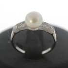 Perlen Brillant 0,36 Ct Ring 750 Gold 18 Kt Diamant Weißgold Wert 1200,-