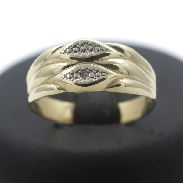 Bicolor Diamant Gold Ring 585 14 Kt 0,01 Ct Gelbgold Weißgold Unisex Wert 430,-