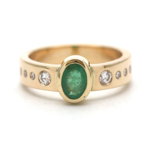 Smaragd Ring 750 Gold Brillant Diamant 18 Kt 0,35 Ct Gelbgold Wert 2100,-