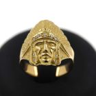 Designer Herren Ring 750 Gold 18 Kt Gelbgold Indianerkopf Zirkonia Wert 1300,-
