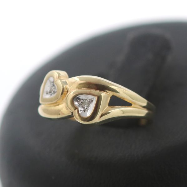 Bicolor Diamant Gold Ring 333 8 Kt Gelbgold Weißgold 0,02 Ct Wert 180,-