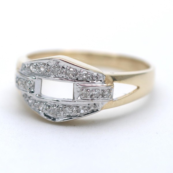 Diamant Ring 585 Gold 14 Kt Bicolor Weiß-und Gelbgold Wert 650,-