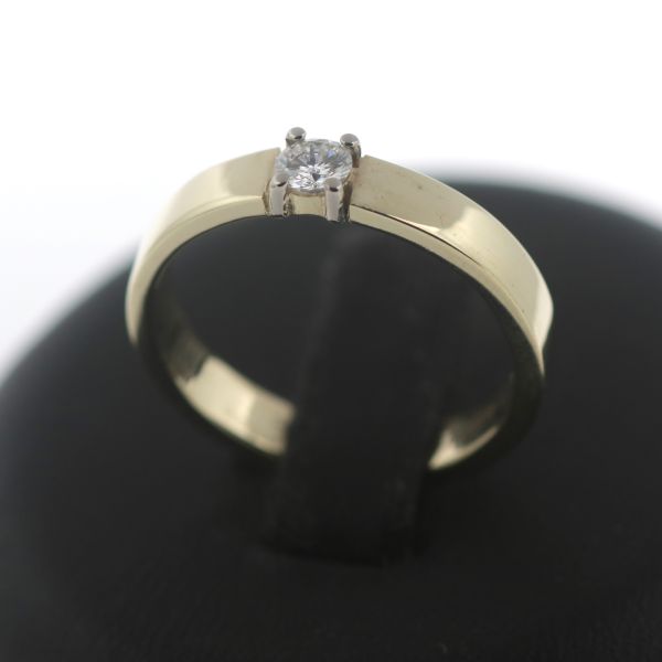 Solitär Ring 585 Gold Brillant Diamant 14 Kt Gelbgold 0,20 CT Wert 1200,-