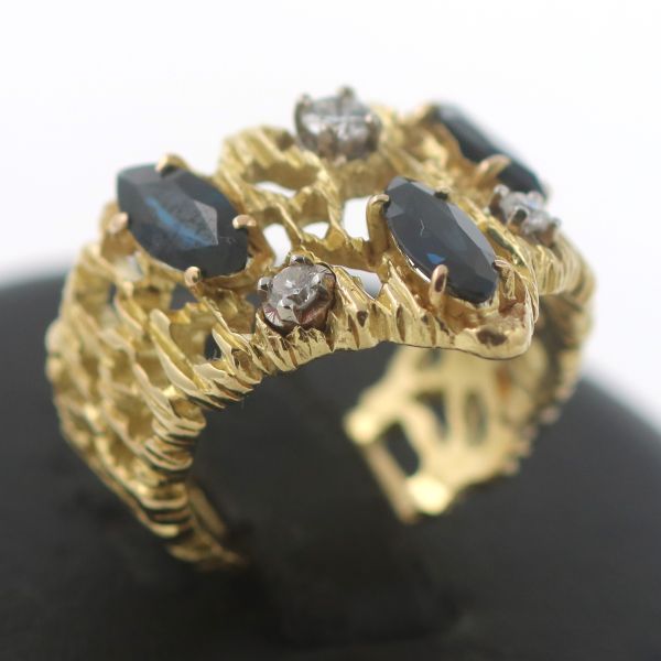 Brillant Saphir Gold Ring 750 18 Kt 0,20 Ct Italienische Handarbeit Wert 2300,-