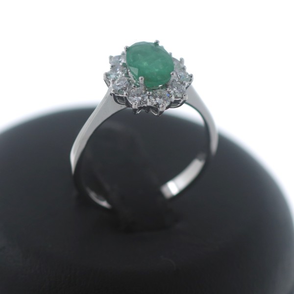 Diamant Smaragd Ring 750 Weißgold 0,80 Ct 18 Karat Gold Sonderpreis Wert 2090,-