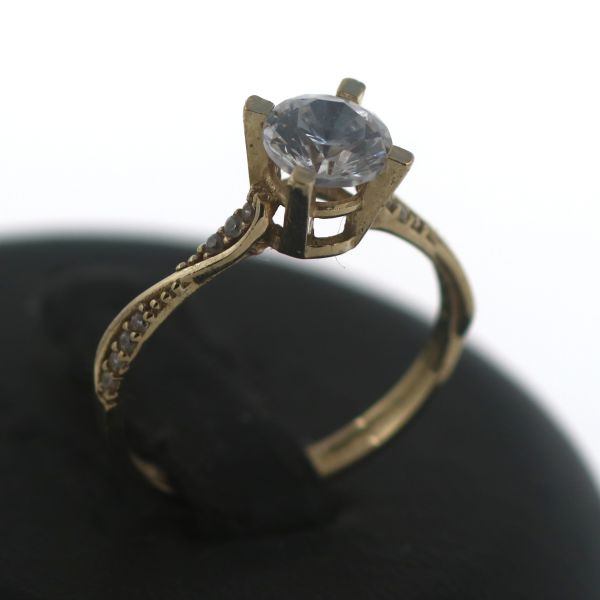 Farbstein Gold Ring 585 14 Kt Gelbgold Zirkonia Funkelnd Goldring Wert 280,-