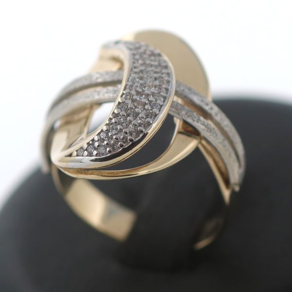Designer Zirkonia Ring 585 Gold 14 Kt Bicolor Weiß- Gelbgold Wert 790,-