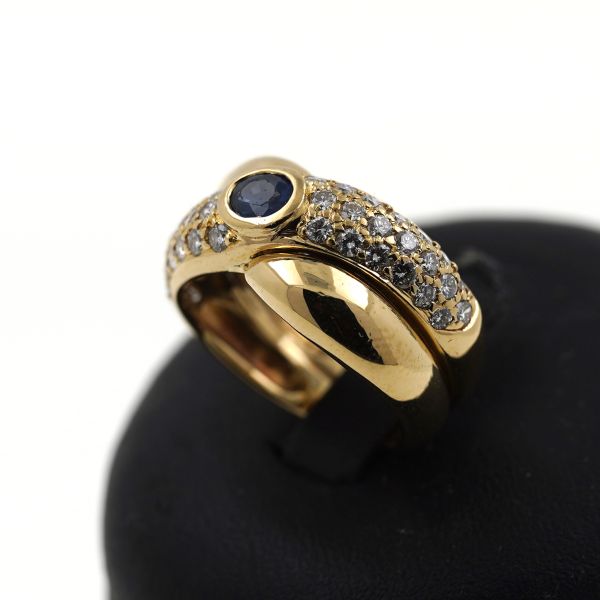 Ring 750 Gold 18 Kt Gelbgold Diamant 1,00 CT Brillant Saphir Damen Wert 3350,-