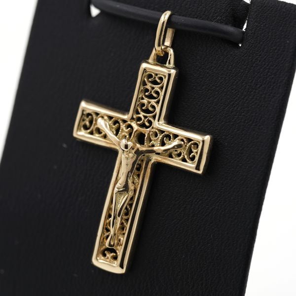Kreuz Anhänger 585 Gold 14 Kt Gelbgold Kruzifix Religion Wert 450,-
